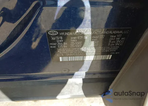 2019 Hyundai Santa Fe Sel из США, поврежденный, VIN 5NMS33AD7KH020056